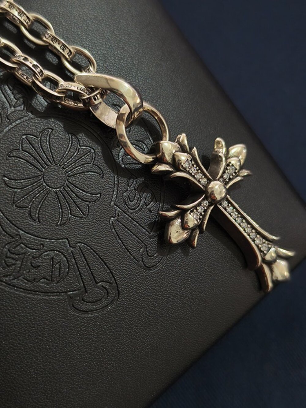 Chrome Hearts Diamond Cross Pendant Necklace